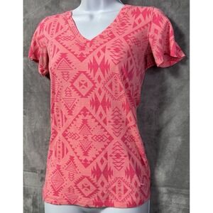 PINK Victoria's Secret Tribal Print Tee XS Single Stitch Deep V Neon Aztec